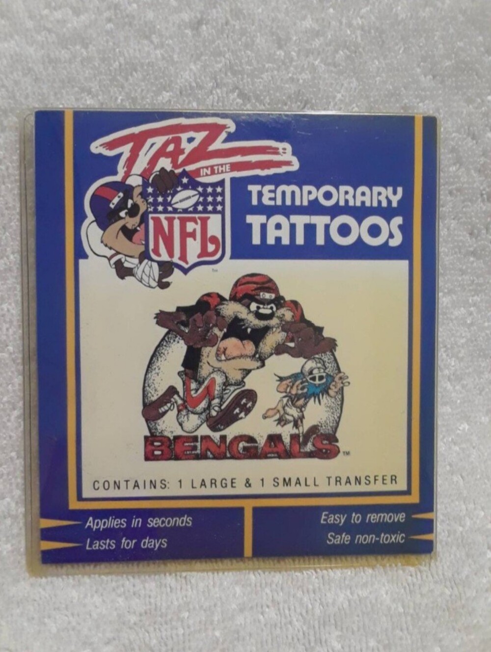 Vintage Looney tunes Cincinnati Bengals Tasmanian Devil temporary tattoos